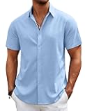 Mens Casual Beach Shirts Short Sleeve Button Down Shirts Summer Vacation Untucked Dress Shirts