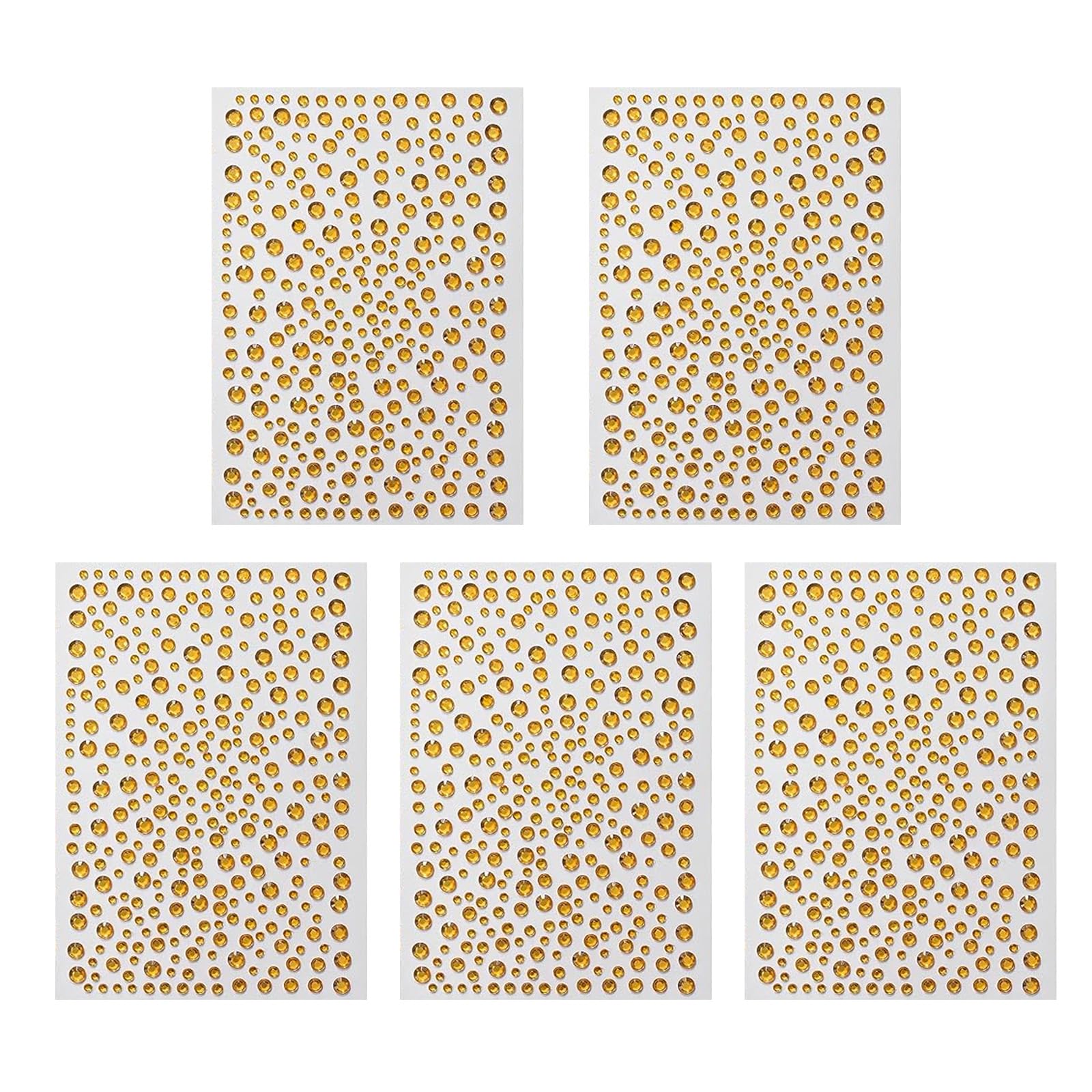 Tingliyi Gold 5Pcs Gem Stickers, Rhinestones & Stick On Gems For Crafting, Self-Adhesive Hair Gems & Face Jewels, Sticky Gems Stickers For Nail Art, Makeup, Diy Decoration & Festival