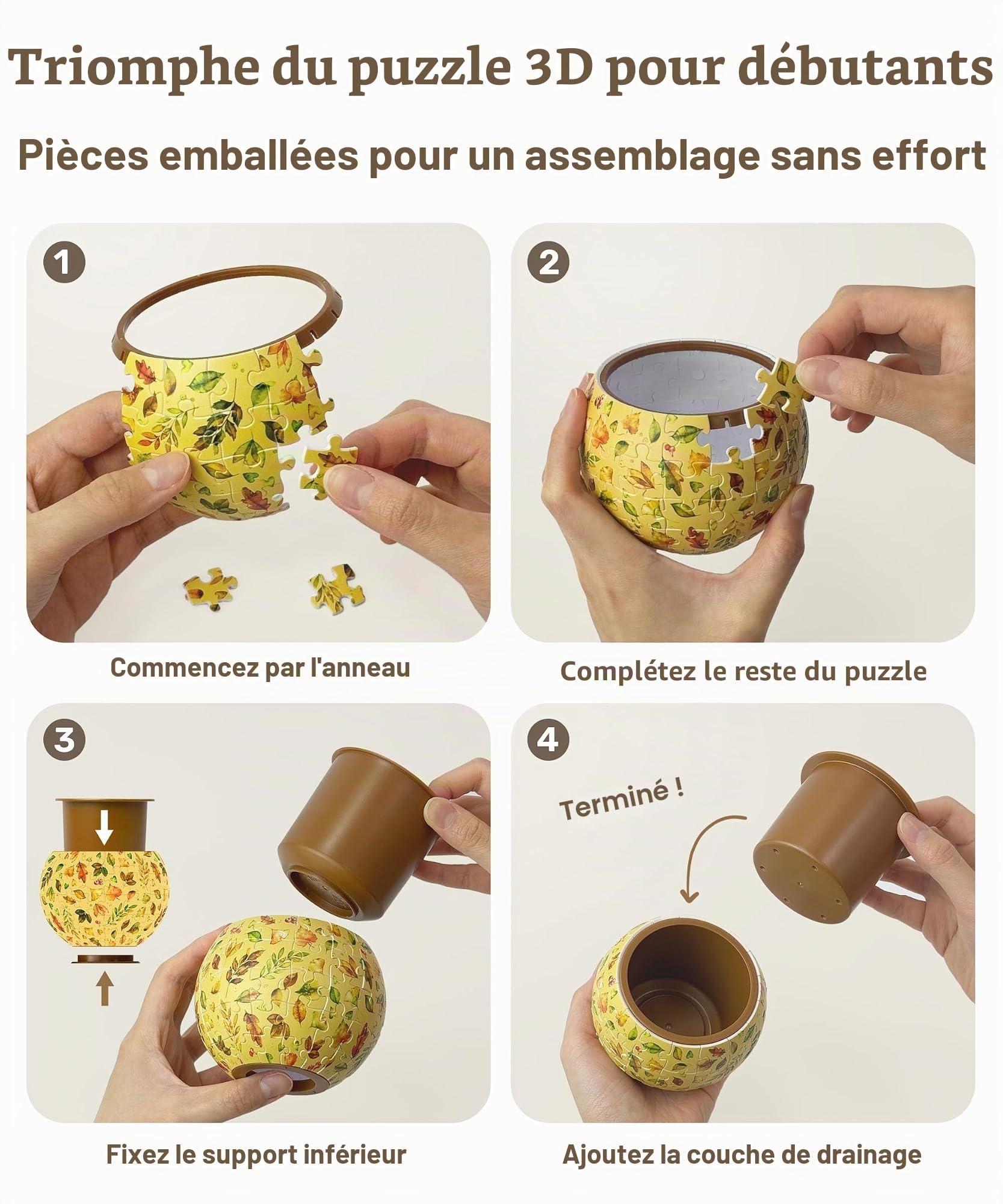 PieceRelax Puzzle 3D Pot de Fleurs 80 Pièces – Fleurs D'Été, Pour Maman, Décoration D'Intérieur Pour Cactus Et Succulentes [K1126]