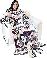 Vista 37 de Catalonia Manta de Forro Polar Vestible con Mangas y Bolsillos para los Pies para Mujeres y Hombres Adultos, Manta Envolvente con Mangas de Gato azul