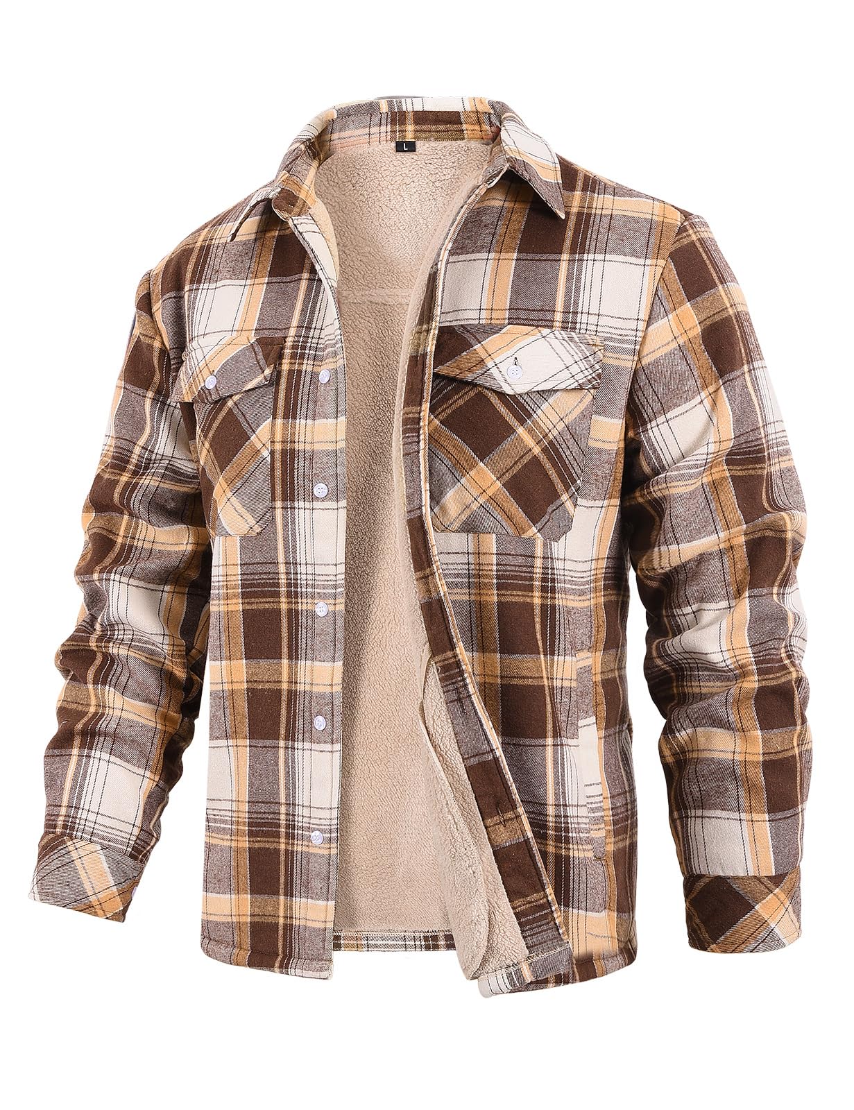 Svanco Chaquetas Hombre Térmica Chaqueta Camisa De Franela Forro Polar A Cuadros Suave Sherpa Forro Leñador Espeso Abrigo Con Bolsillos Casual Invierno Caliente Chaquetas De Trabajo M-XXL