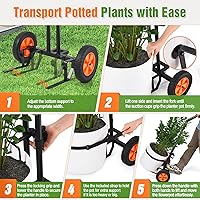 Vista 5 de Carrito de plantas con ruedas, carrito de plantas resistente con brazo de agarre ajustable y ventosas para macetas, carrito de mudanza de macetas