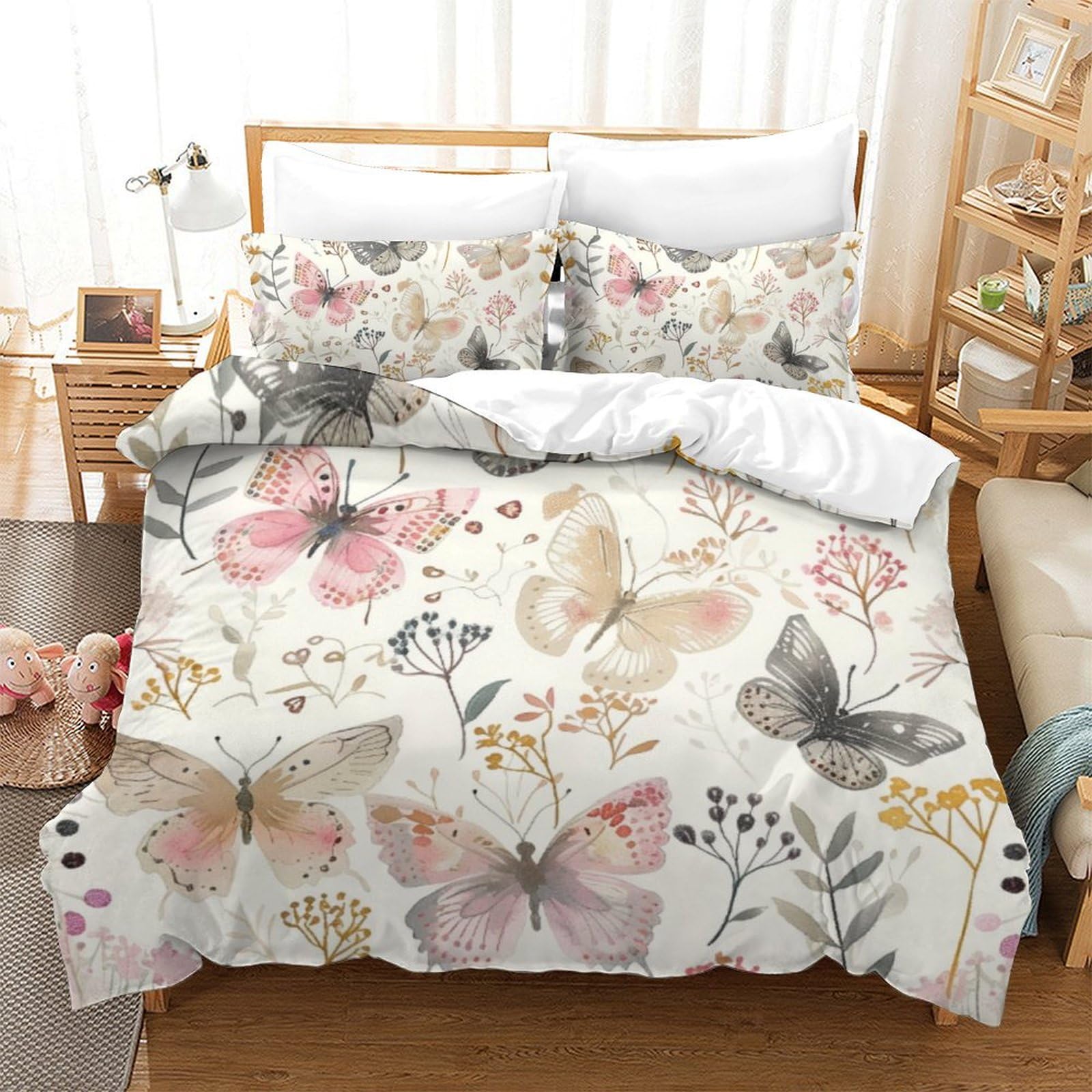 Parure de couette 220x240 papillons pour chambre d'ado dynamique