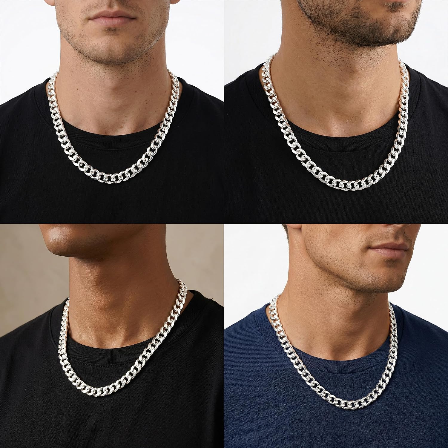 S925 Sterling Silver Cuban Chain Necklace for Men - 12MM S925 Sterling Silver Over Cuban Chain Necklace Diamond Cut Silver Necklaces Gifts for Men 18/20/22/24/26Inch