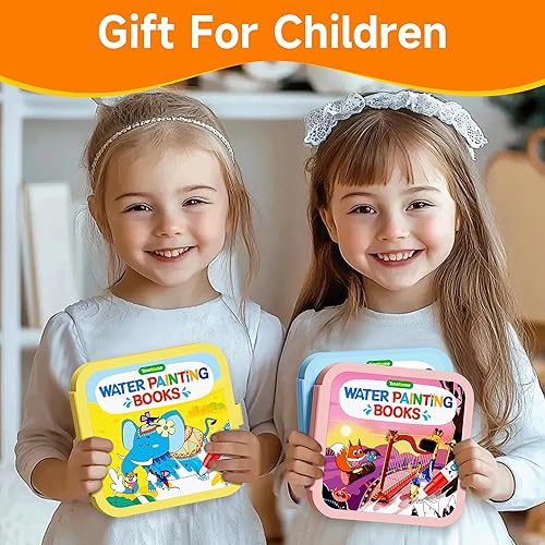 Miniatura 8 de Timetome Libro de pintura al agua reutilizable para niños, paquete de 3 libros de acuarela mágicos con bolígrafo de agua, cuentos de hadas, temas de