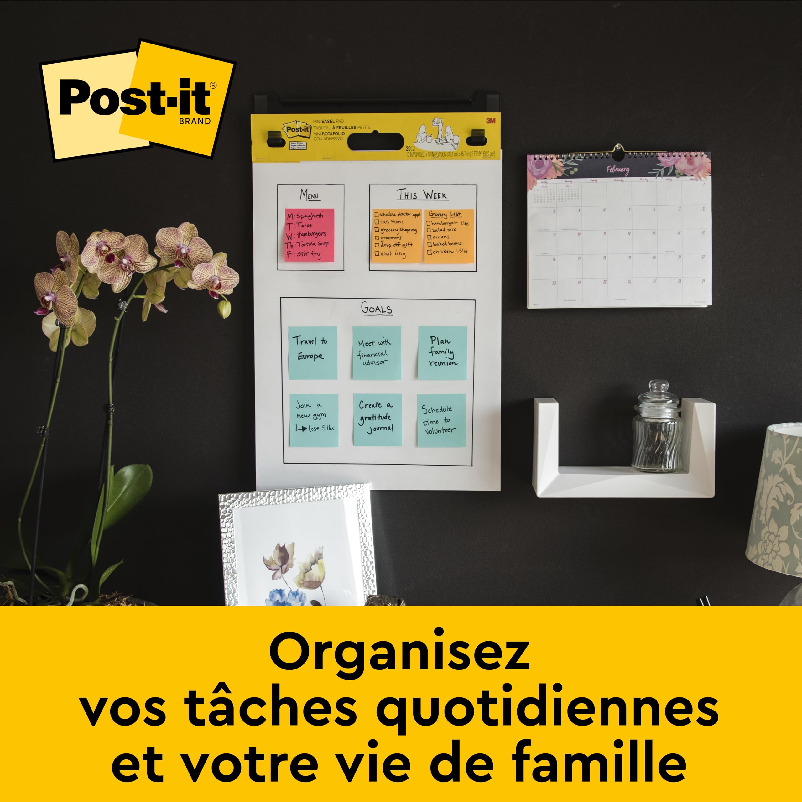 Post-it Meeting Chart, Blanc, 63.5 cm x 76.2 cm, Pack Promotionnel + Post-it Notes Super Sticky, Couleurs Néon Assorties, 2 Blocs + 4 Gratuits/Paquet