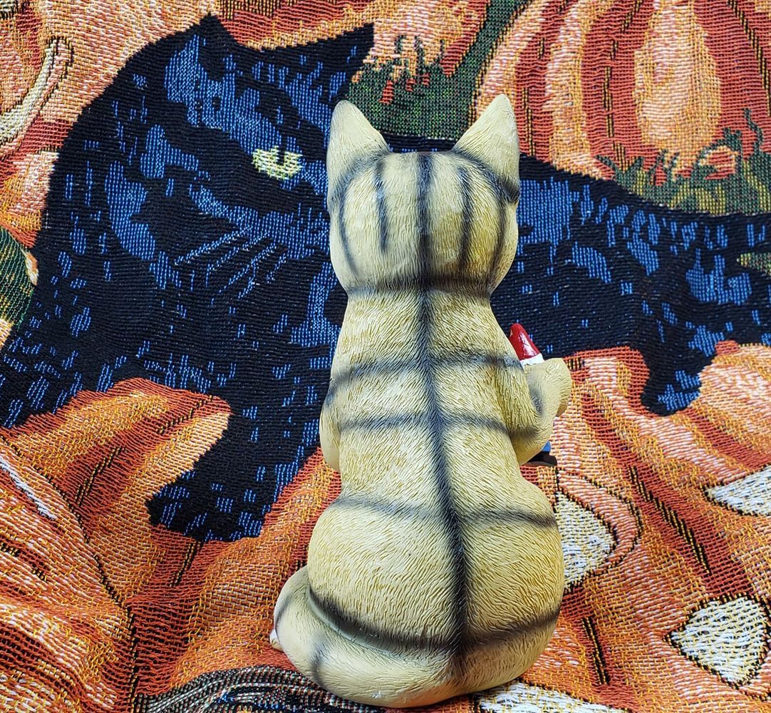 Cat Statue Decoration Fall Cat Eating Gnome Statues Weird Gnomes Figures Decor for Outdoor Patio Lawn Yard Decor (Cat Eating) - Image 5