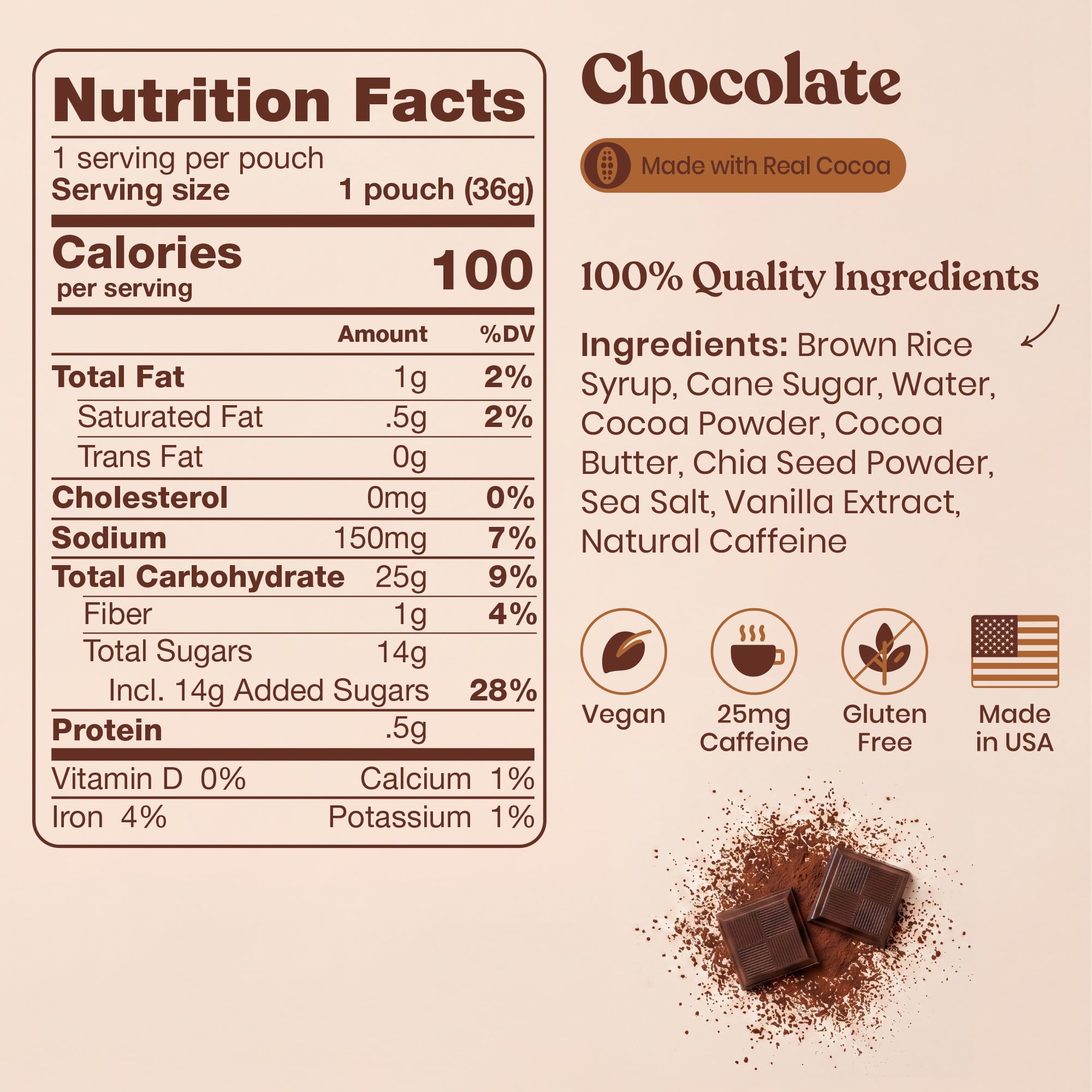 Huma Chia Energy Gel, Chocolate, 12 Gels, 25mg Caffeine — Amazon image 2