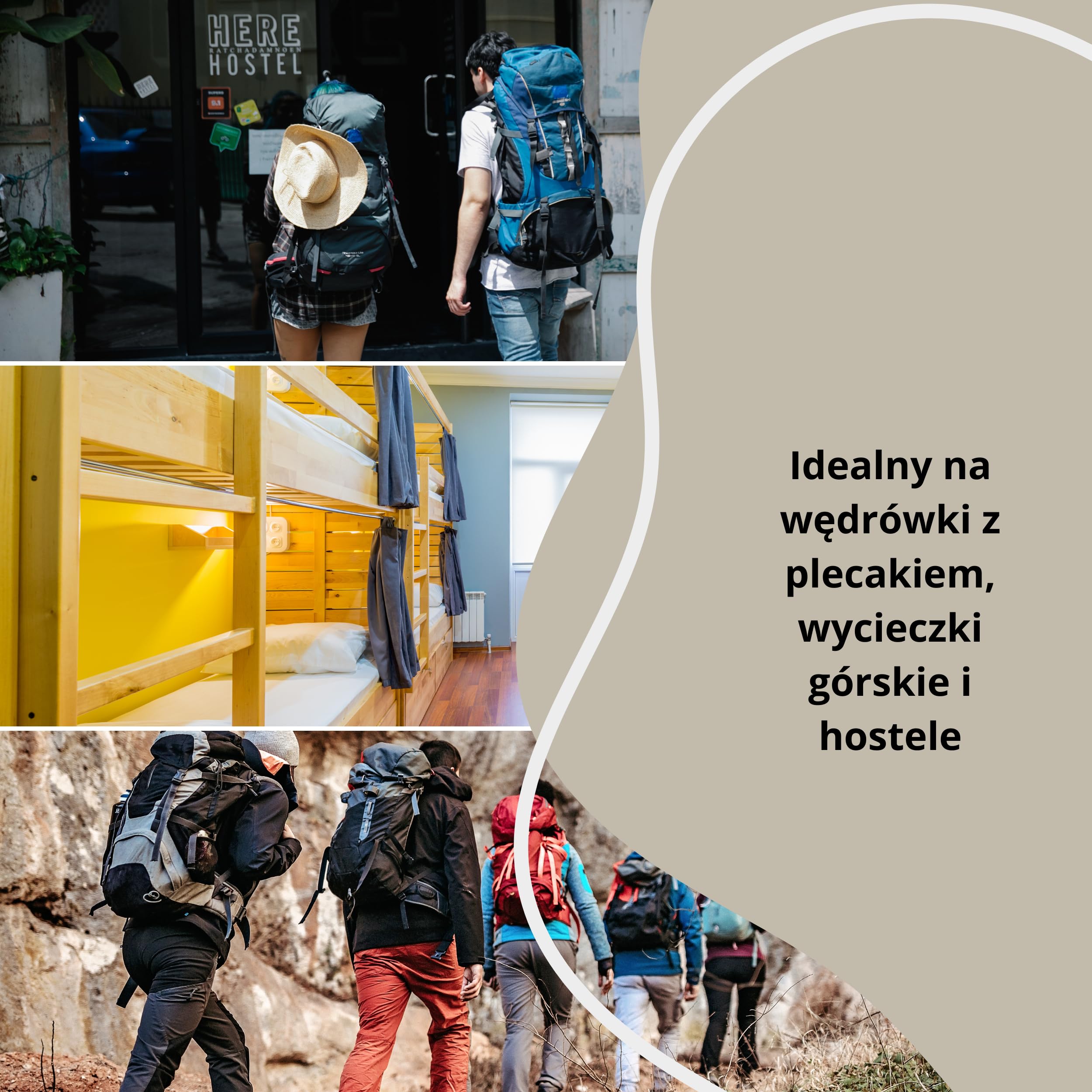 Backpacker's Journey Ultralekki śpiwór do spania (tylko 225 g) ze 100% bawełny. Higieniczny śpiwór bez zamka błyskawicznego (brak mocy cieplnej)