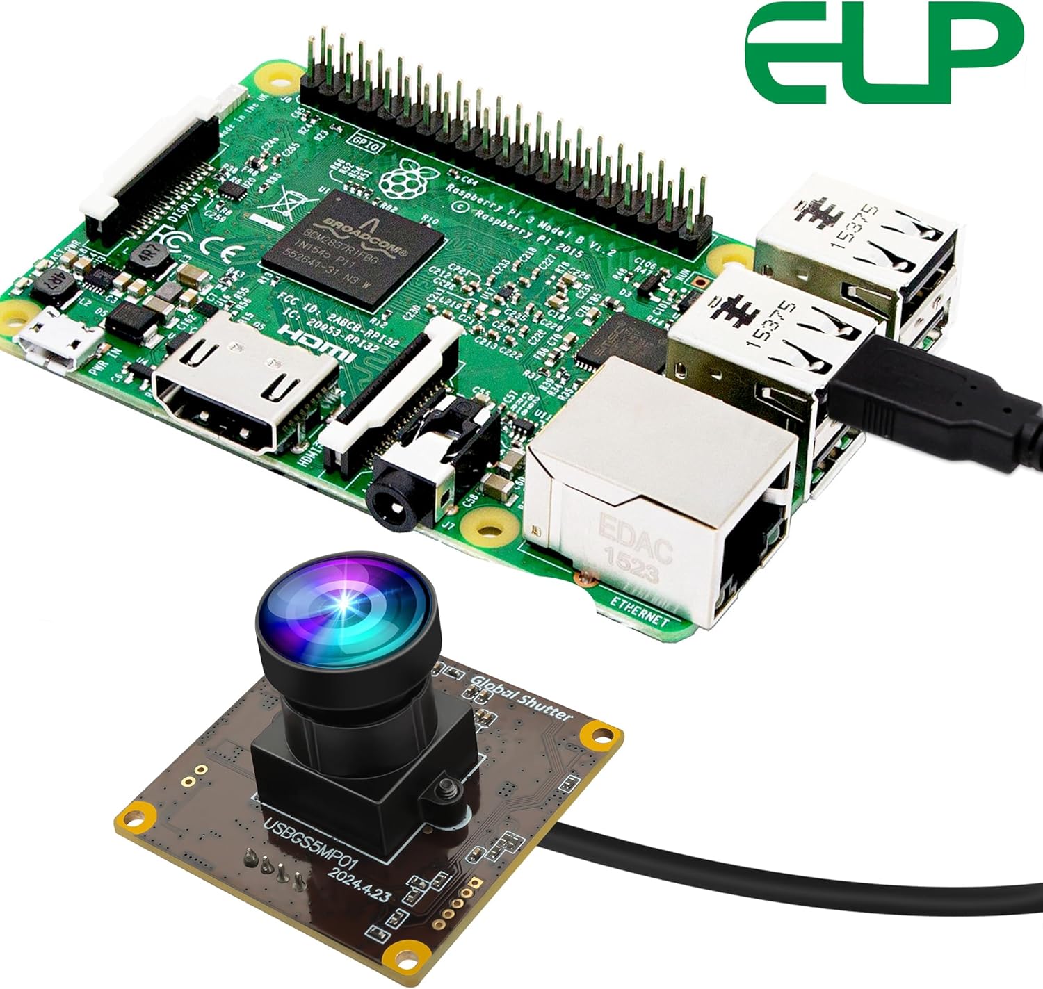 ELP 5MP Global Shutter 50fps USB Fisheye Camera Module for Computer Mini Lightburn Camera for Laser Engraver High Speed 60fps PC Cam Wide Angle Webcamera for Live Streaming (170° fisheye Lens)