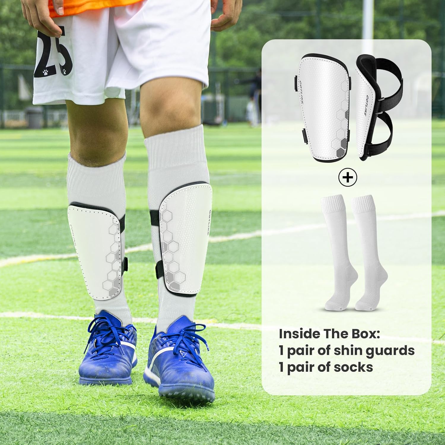 Soccer Shin Guards for Kids Youth Toddler, Shin Defender Shin Guards and Long Soccer Socks for Adults Boys Girls, Shin Pads & Sleeves Equipment - Football Gear for 3 5 4-6 7-9 10-12 Years Old Children - Image 5