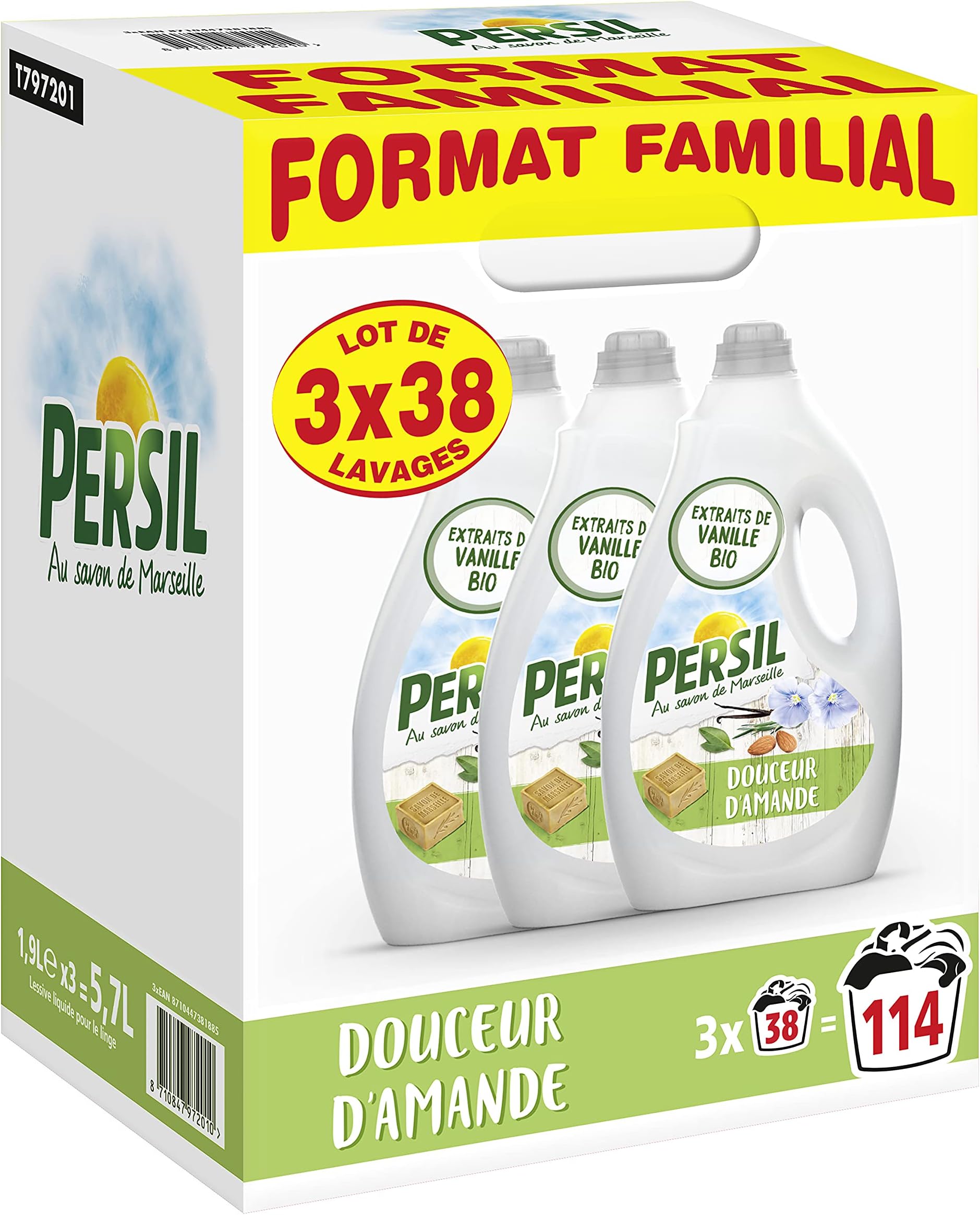 PERSIL Douceur d'Almond Liquid Detergent 114 Washes 3 x 38 Washes 5600 ml