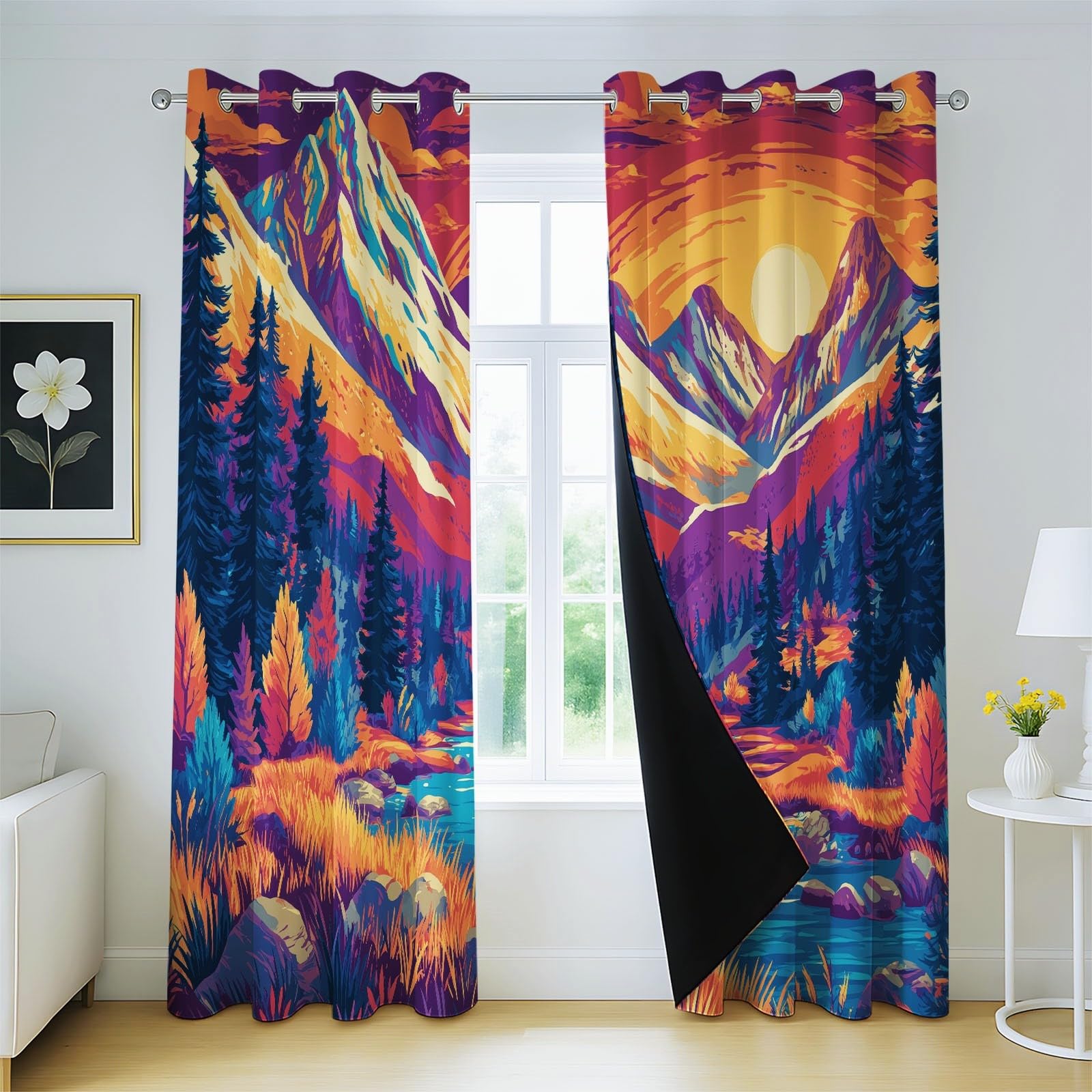 2er Set 175 x 140 cm 100% Blickdicht Kinder Dunkle Fantasie Vorhänge