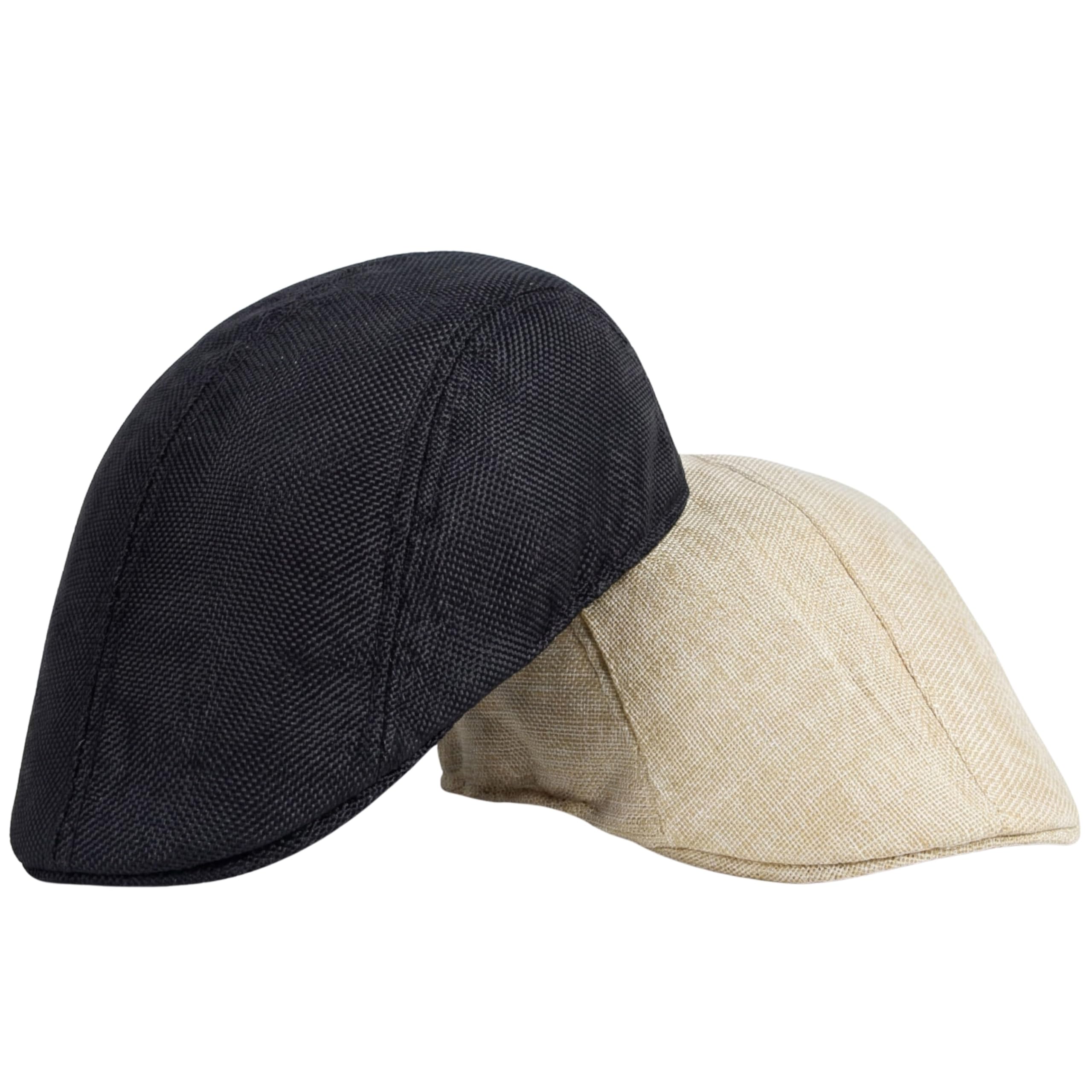 rr design british classic vintage linen plain hard newsboy beret caps hat for men- pack of 2 combo