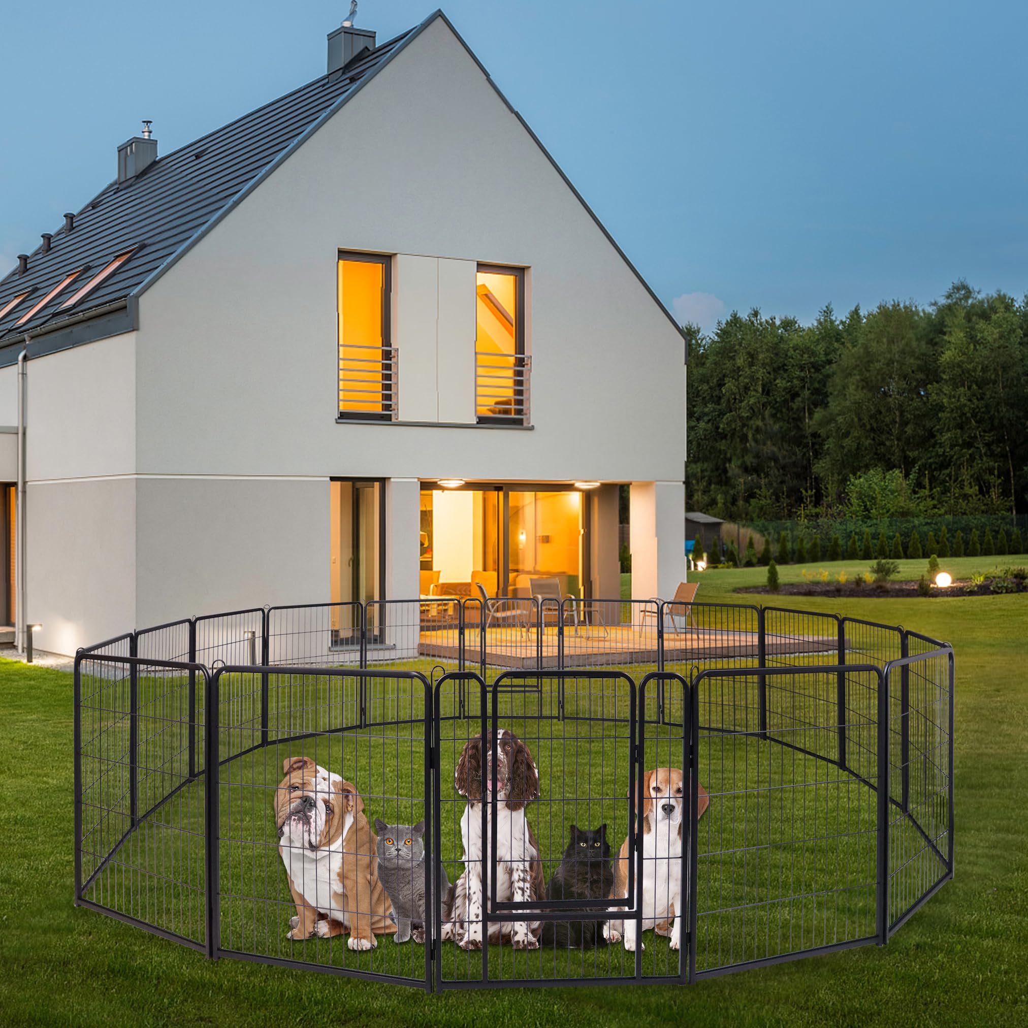 UISEBRT Parque para cachorros con puerta, flexible, plegable, para perros, gatos, cachorros, conejos (65 x 80 cm, 16 unidades)