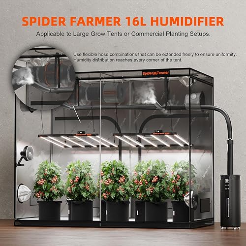 Miniatura 2 de Spider Farmer Humidificador de 16L4.2 galones Salida de 1400 MLH para tienda de cultivo de 2000 pies cuadrados Planta de habitación grande,
