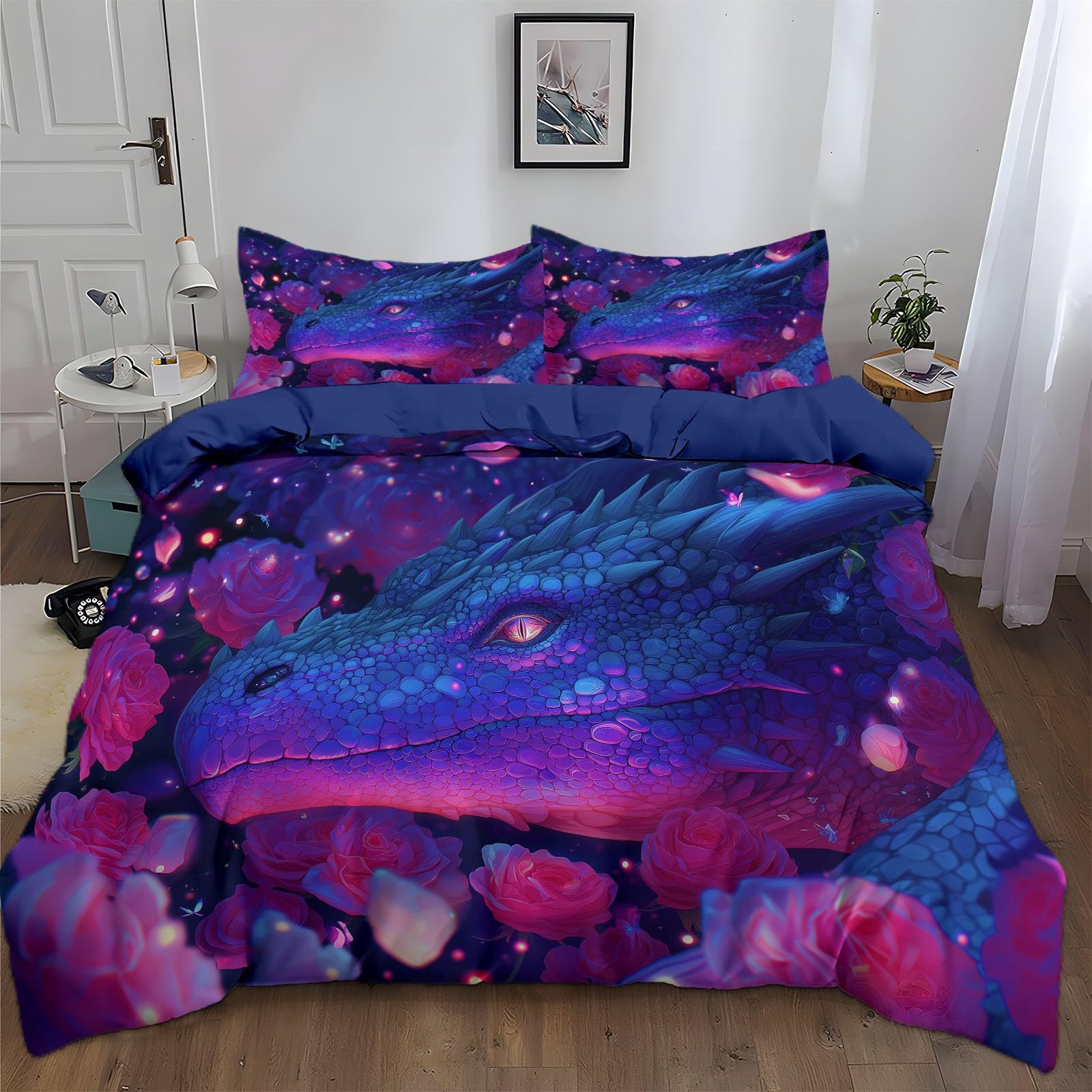 Housse de couette zippée 220x240 fini la corvée du lit avec cette parure dragon microfibre