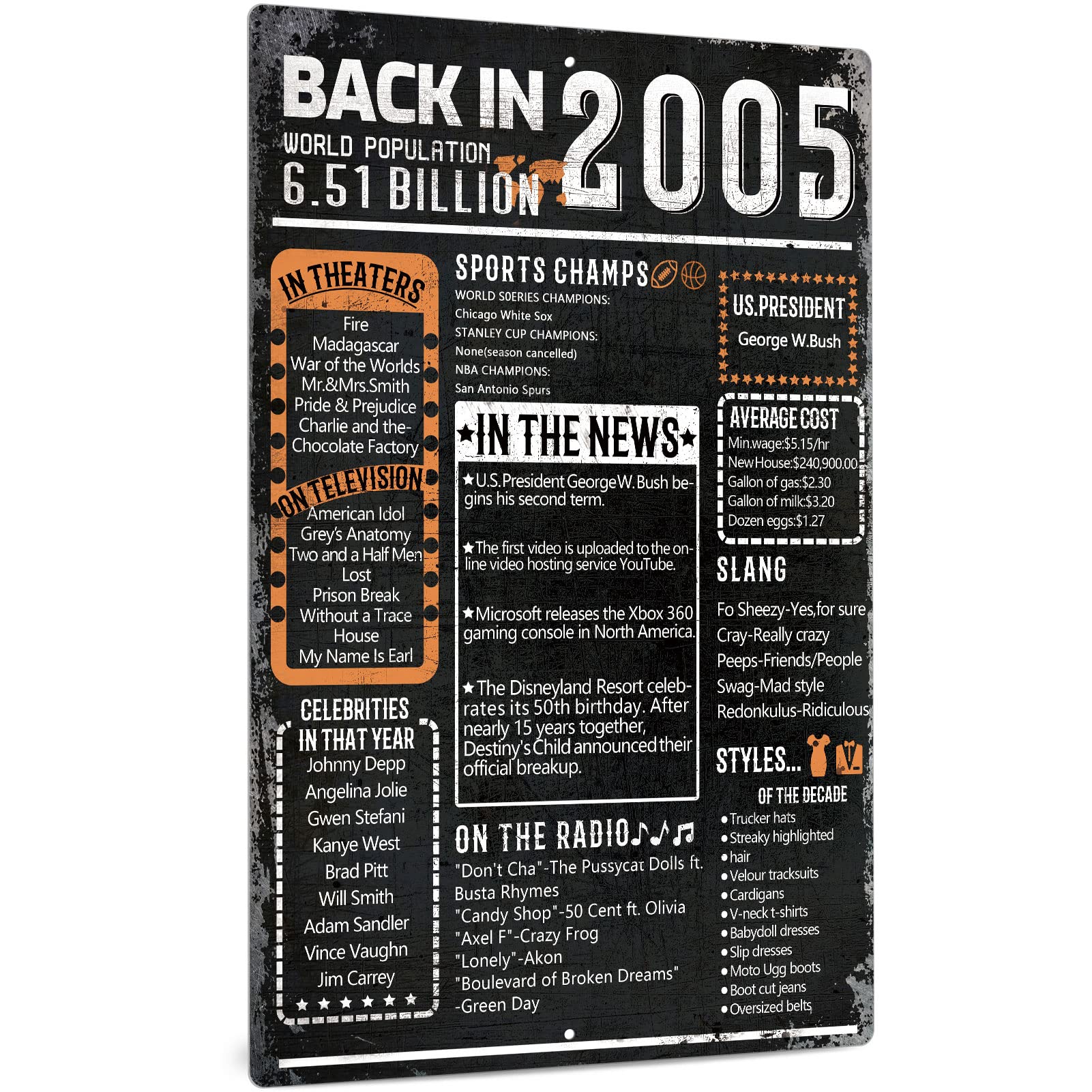 Putuo Decor 18th Birthday Decorations for Girls Boys, 18th Birthday Gifts, Back in 2005 Party Supplies, 12x8 Inches Aluminum Metal Sign