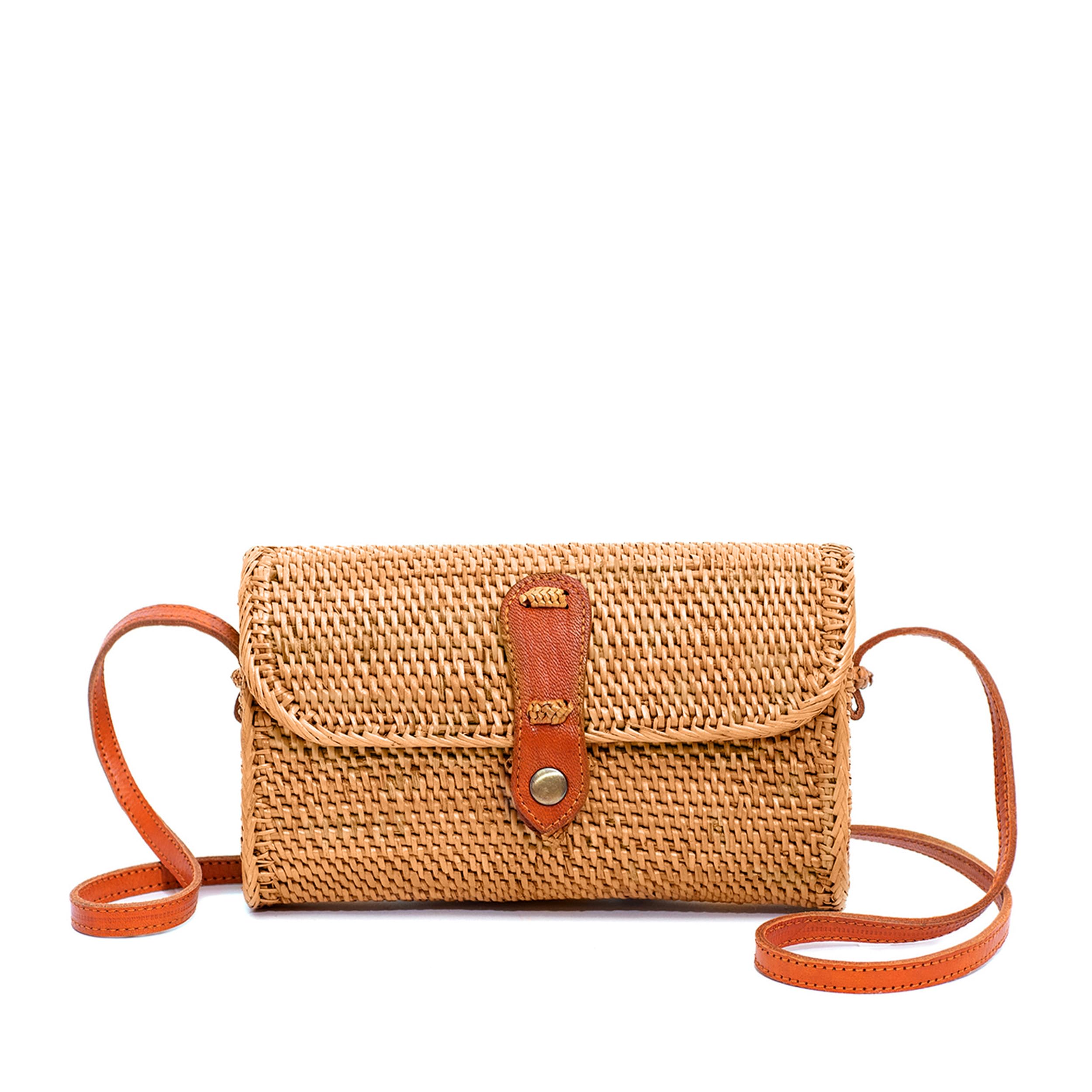 Round Rattan Bag for Women - Handmade Ata Wicker Woven Purse - Circle, Square, Oval Brown Straw Boho Bags