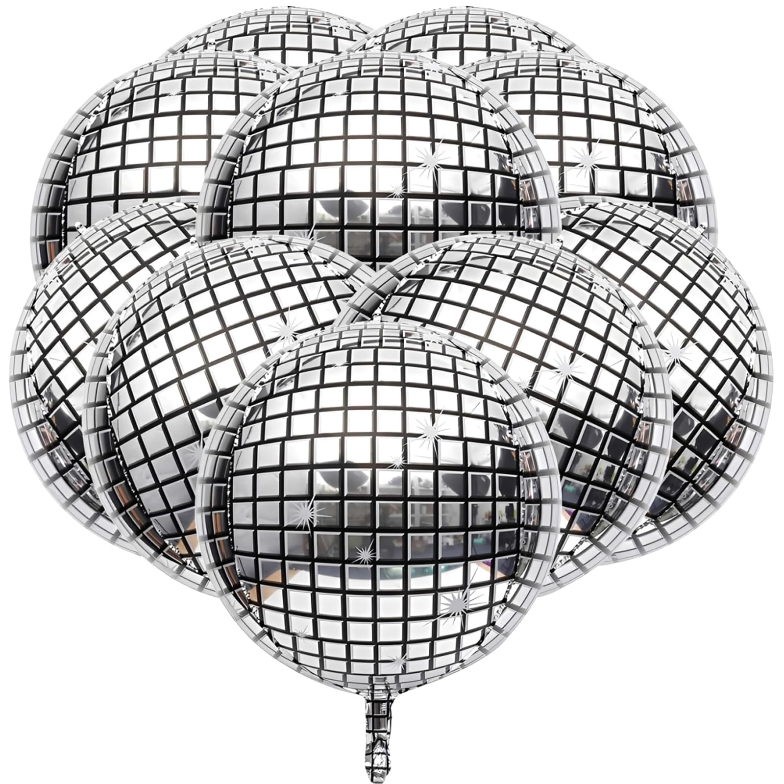 Disco Ball Balloon, 12 piece set of large glitter balloons, suitable for disco party decoration, birthday parties, and retro celebrations, with a diameter of 55.88 centimeters