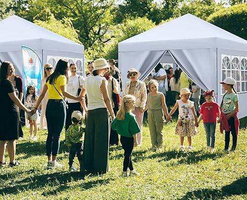 Miniatura 8 de COOSHADE Tienda de campaña desplegable de 10 x 10 pies, toldo plegable instantáneo, con elegante ventana de iglesia, pabellón al aire libre, cater,