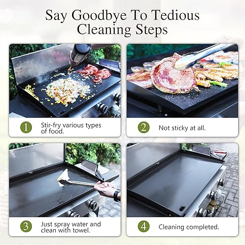 Miniatura 6 de Sophia & William Parrilla plana de 28 pulgadas con plancha de hierro fundido recubierto de cerámica, plancha de barbacoa de gas propano de 3
