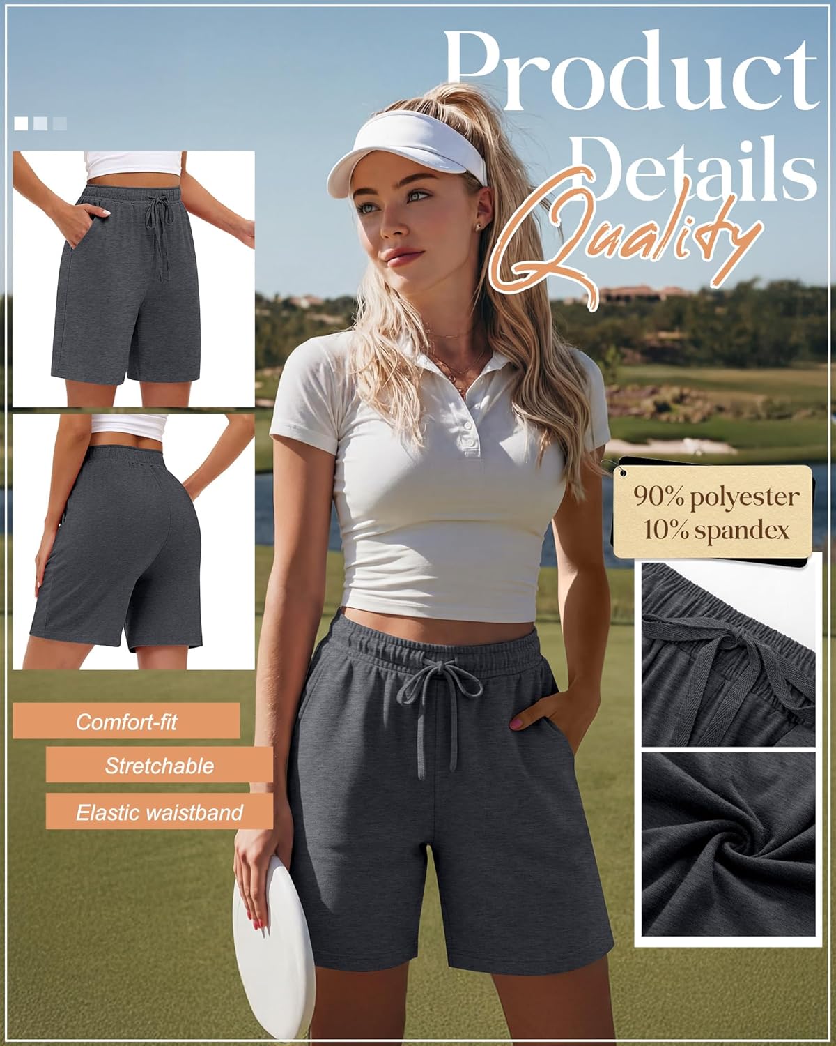 Neer 3 Pack Women's Bermuda Shorts, Jogger Yoga Sweat Walking Short Running Knee Length Sport Drawstring Shorts with Pockets