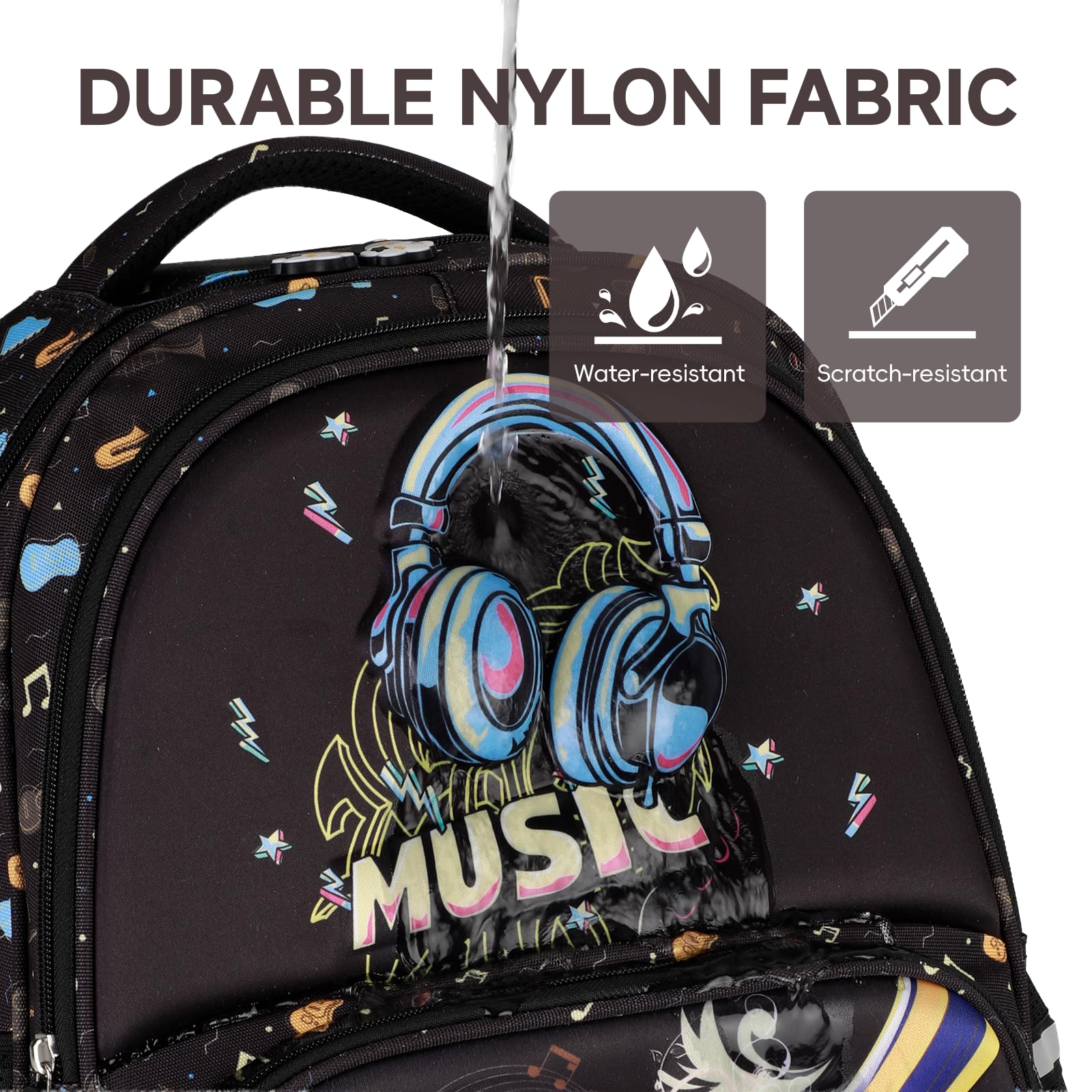 Amythe Zaino Scuola Ragazzi Classi da 1 a 5 Scomparto Laptop Moda, Cuffie | Traspirante Viaggio Riflettente Impermeabile Cinturino Pettorale Cuffie Daypack Multitasche Capiente Resistente per Scuola