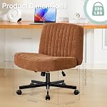 Chaise Cross Criss, chaise de bureau rembourrée Cross Legged,Brown,Ultra Tissu souple, sans arme,Coussin de ressort de poche,Ajustable,Tilting,Wider ordinateur Bureau Vanity Chaise