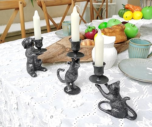 Miniatura 7 de Portavelas cónico de hierro, portavelas de decoración de gato, soporte de vela decorativo para perros, portavelas cónico de ratón