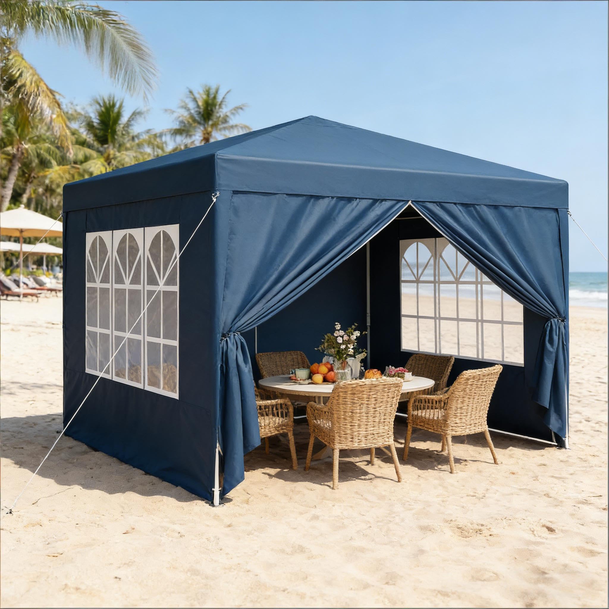 Gazebo 3 x 3 m blu – Gazebo pieghevole impermeabile con protezione UV 50+, telaio in acciaio regolabile in altezza, pieghevole, per feste, giardino, terrazza, campeggio