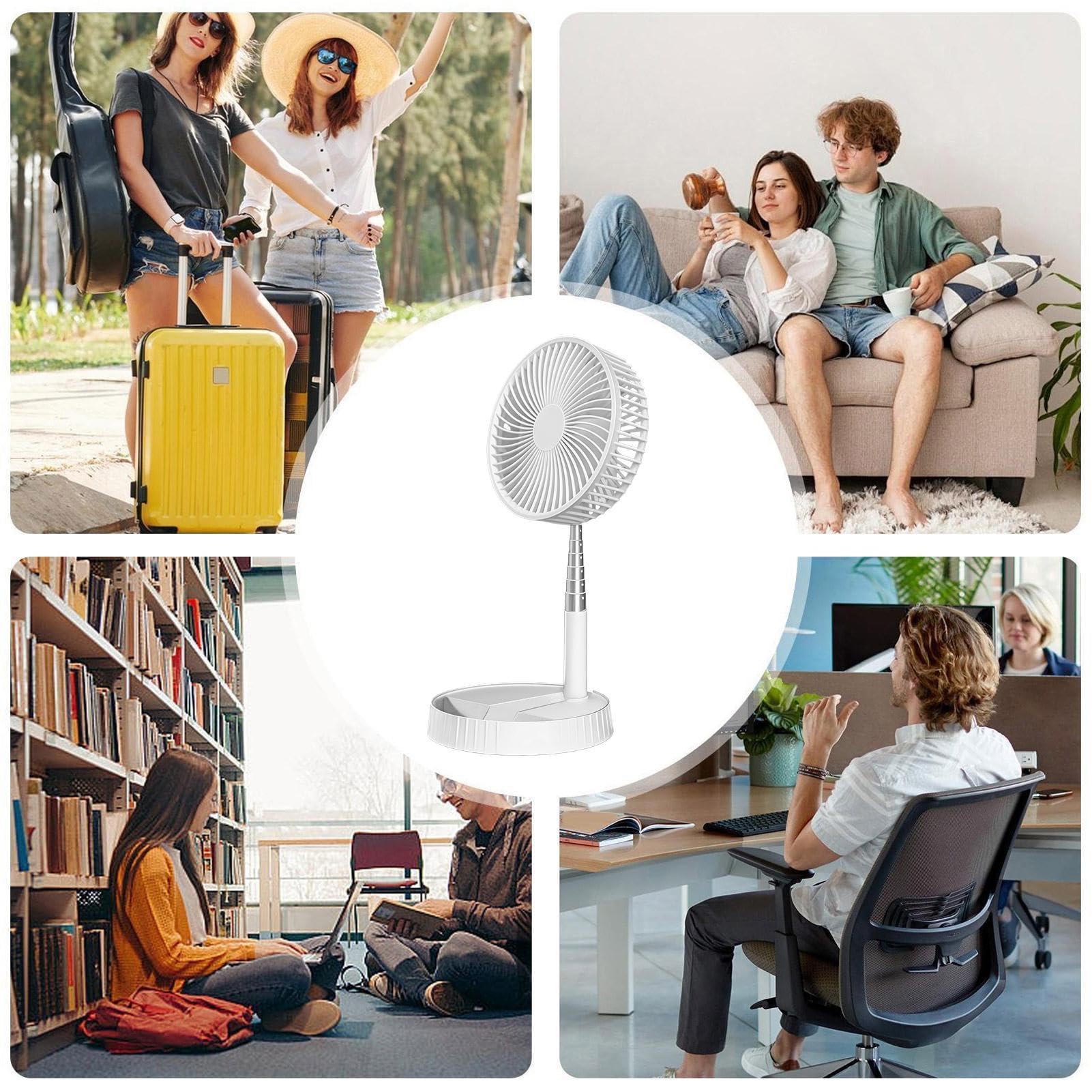 Ventilatore da Scrivania Soffiatore d'Aria Pieghevole Telescopico | Ventilatore Portatile per Pavimento, Camera, Ufficio, Viaggio, Campeggio, Spiaggia, All'aperto