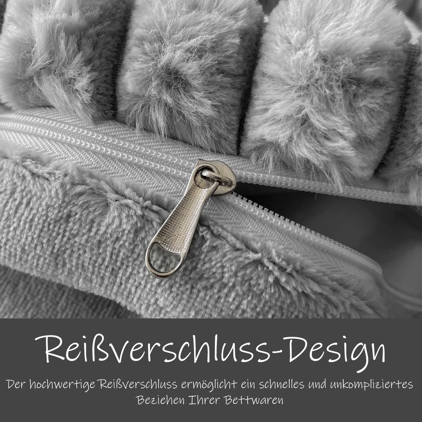 Flauschige Bettwäsche Plüsch Kuschel Fleece Flanell Kunstfell Extra Warm für Winter mit Kissenbezug 80x80 und Reißverschluss (Grau, 155x220cm + 80x80cm 2tlg)