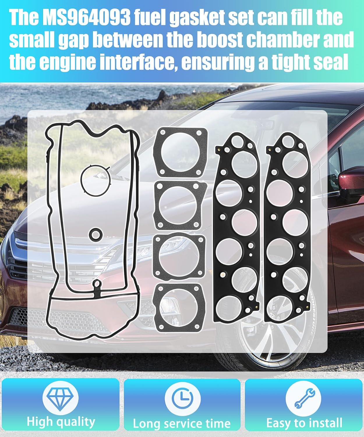 Fuel Injection Plenum Gasket Fits for Honda Pilot/Accord/Odyssey/Crosstour/Ridgeline/Acura ZDX TSX RDX MDX RL TL Intake Manifold Gasket 2005-2017 3.0 3.2 3.5 3.7L Replace MS964093,MS 96409-3