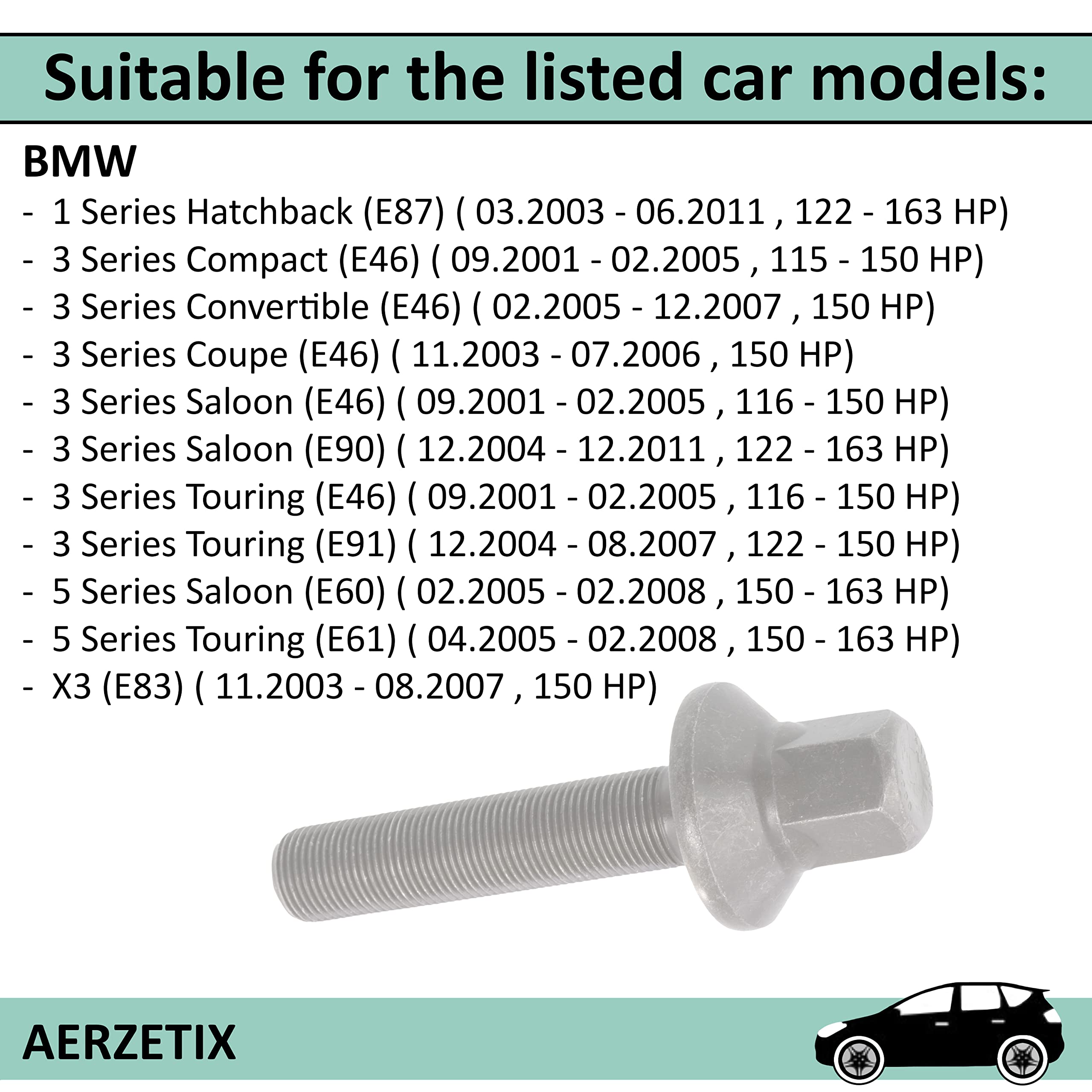AERZETIX - C66524 - Pulley Bolt M18 with Flange - Compatible with  