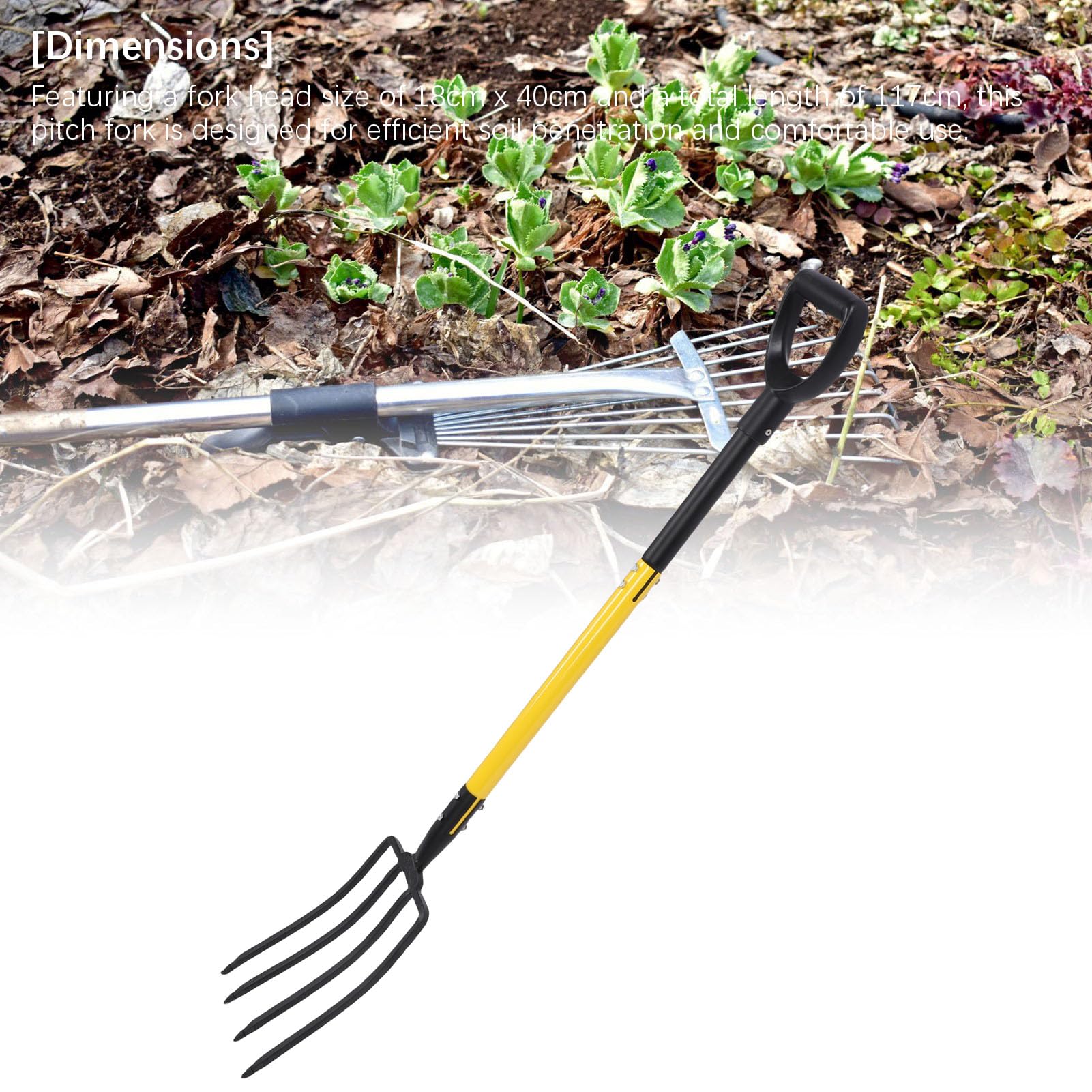 Cryfokt Forcone da Giardino Versatile a 4 Denti, Struttura Durevole per Scavare Il Compostaggio, Adatto a Tutti i Giardinieri, 117 Cm