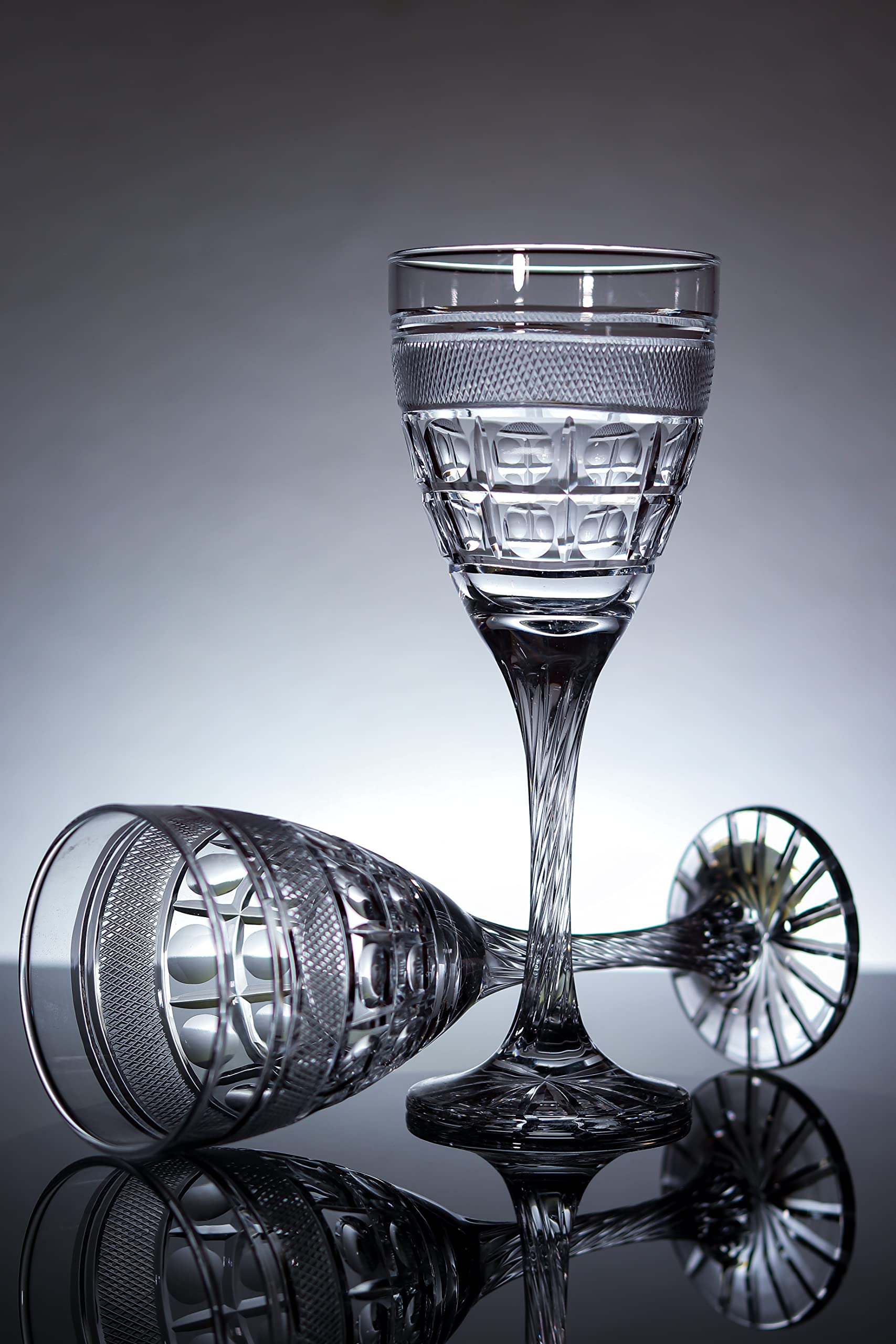 Cyristal cut glassware set from Italy .