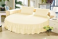 Vista 20 de Falda de cama – 1 pieza sólida de 21 pulgadas, con doble volante, caída a medida, para cama redonda, algodón puro de 800 hilos