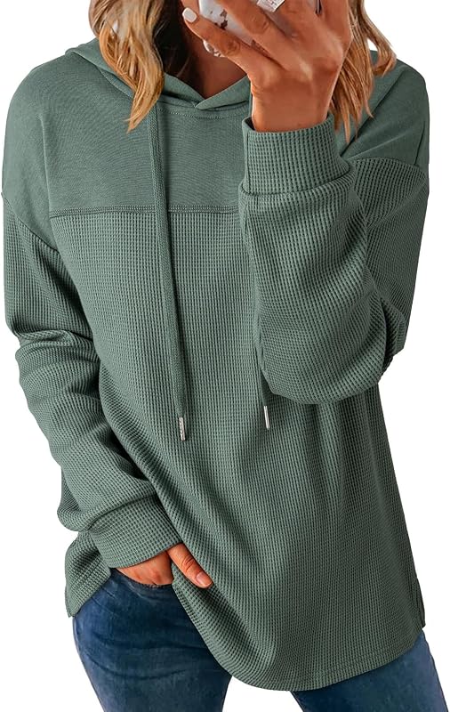 Dokotoo Womens Long Sleeve Hoodies Solid Color Sweatshirts, Green, Small