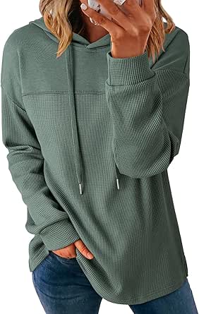 Dokotoo Women's Waffle Knit Pullover Hoodie