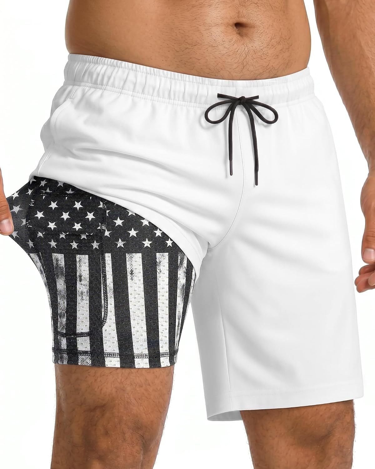 Yufawow 9 Inch Men Swim Trunks with USA Compression Breathable Liner Quick Dry Zipper Pockets for Beach Pool Cruise Travel