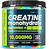 Creatine Gummies Monohydrate Complex 10,000mg for Men & Women -120 Gummies Advanced Formula W/L-Taurine + Vitamin B12 for Muscle Strength, Muscle Builder, Energy Boost, Pre-Workout Supplement -Thinbi