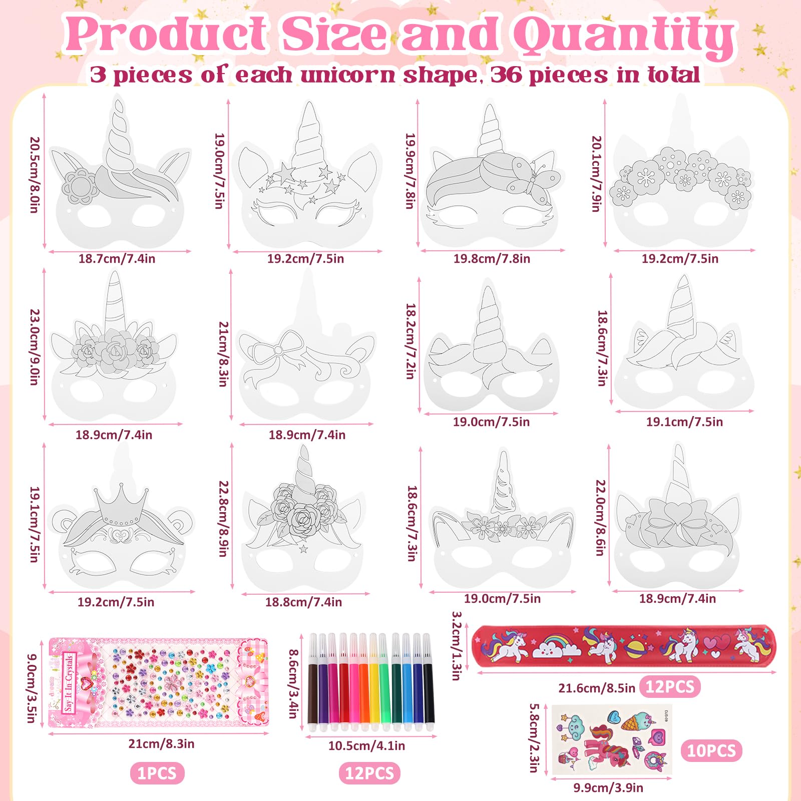 Kits Masques Licorne Enfant - Lot De 6 - DIY Avec Strass