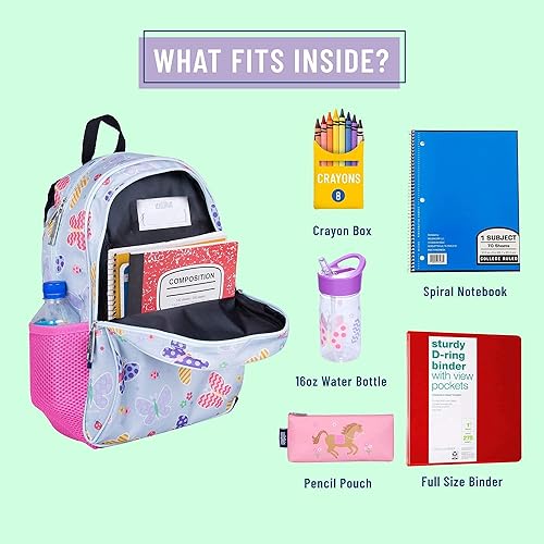 Miniatura 7 de Wildkin Paquete de mochila para niños de 15 pulgadas con bolsa de almuerzo (jardín de mariposas)