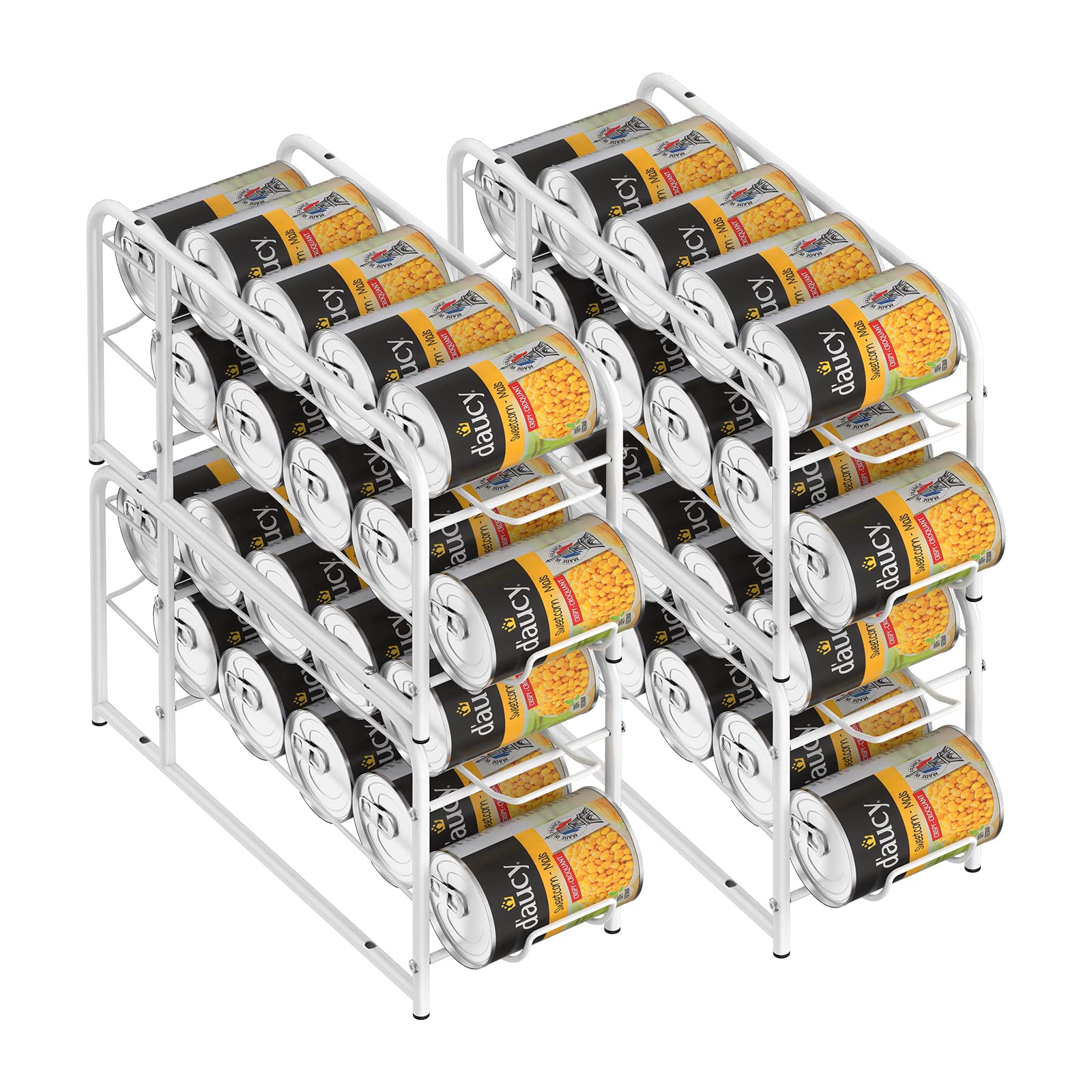 4 Pack - MOOACE Can Dispenser Rack, Stackable Can Storage Organizer Holder for Canned food Kitchen Cabinet Pantry Countertop, White