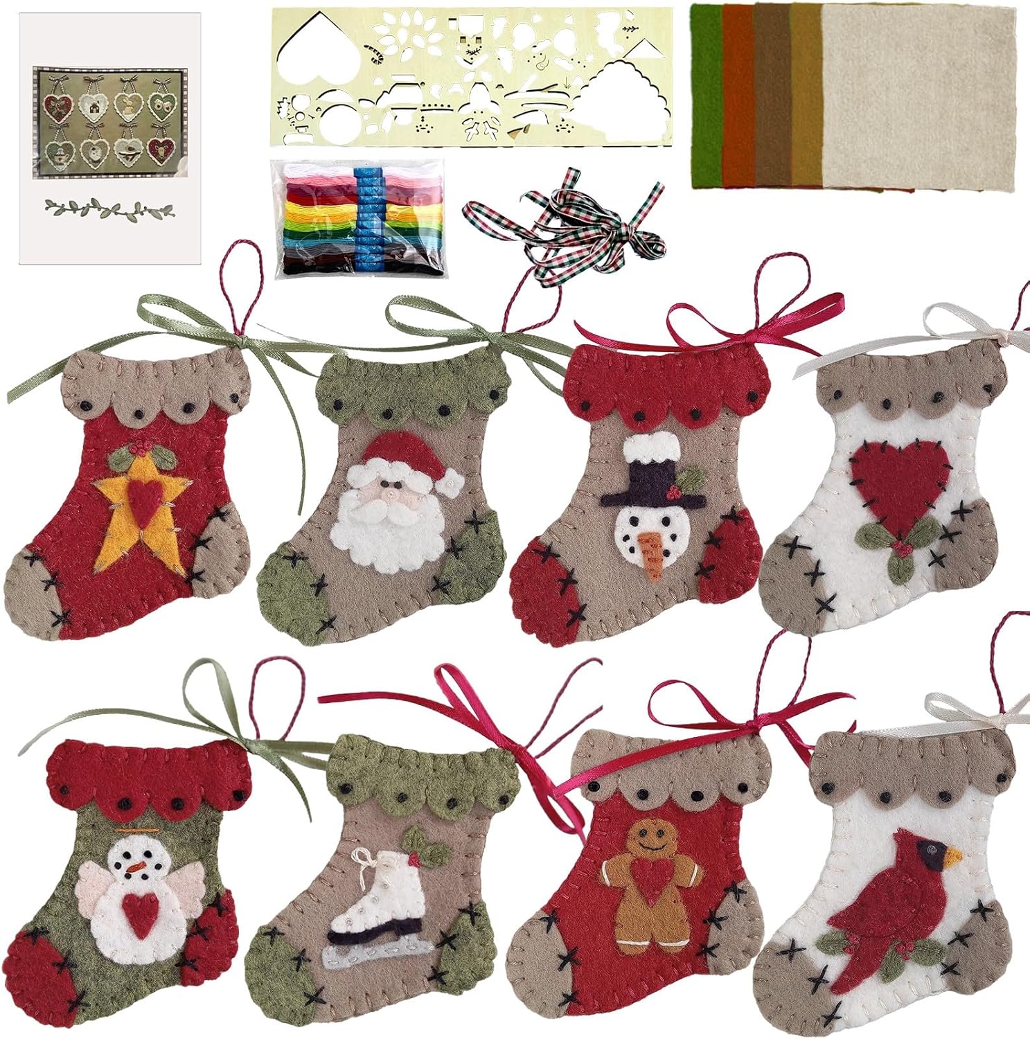 PreCut Wool Blend Felt Holiday Hearts Ornament Kit