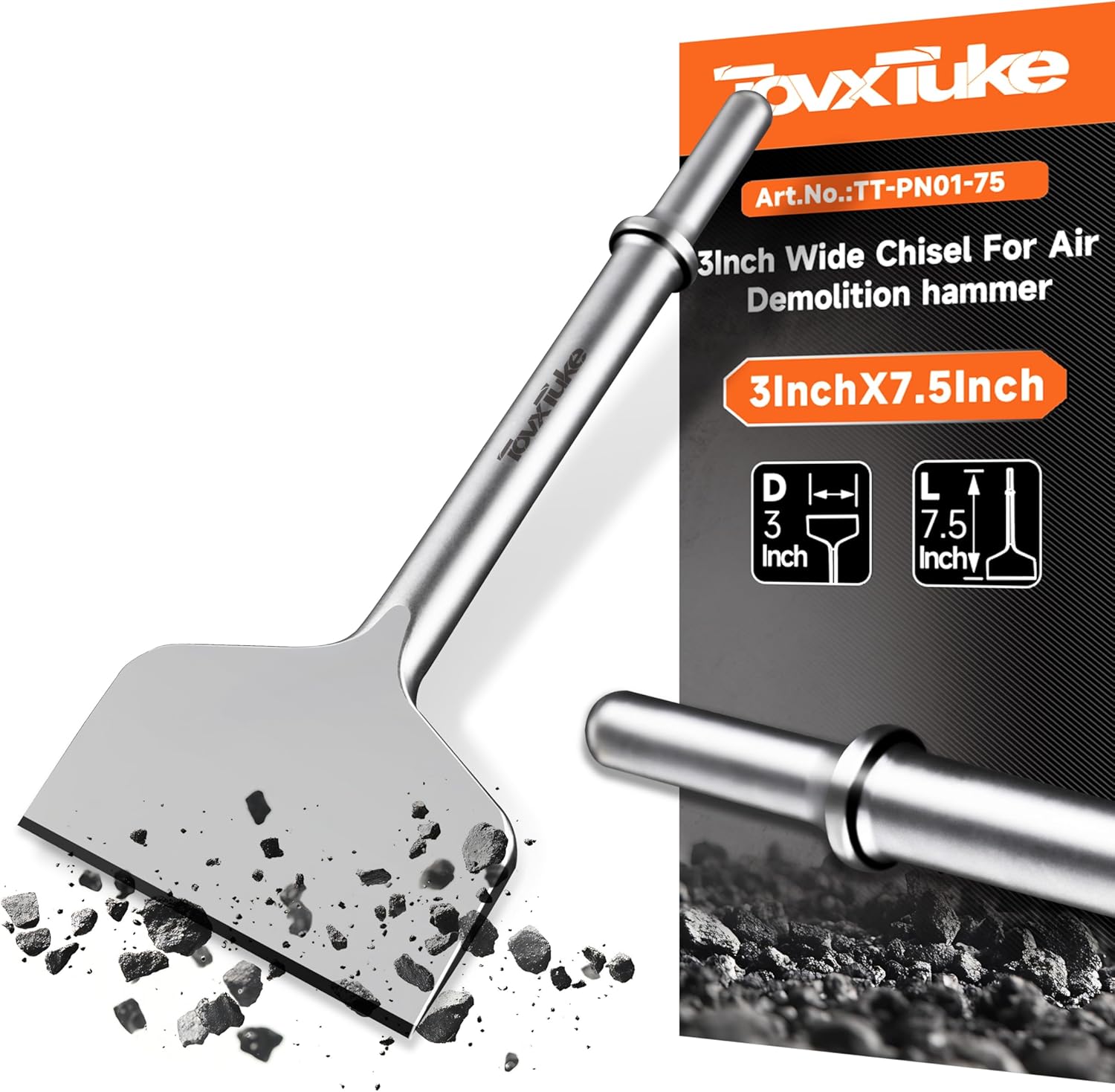 4" x 7.5" Air Hammer Chisel Pneumatic Chisel 0.401 Inch Shank Tile for Thinset Removal, Thinset Scaling, Tile Removal, Pneumatic Chisel