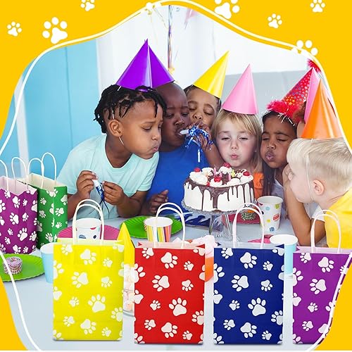 Miniatura 6 de Teling Bolsas de regalo de patas de gato, bolsas impresas con asas de papel para golosinas de perro de cachorro, bolsas de regalo para golosinas de