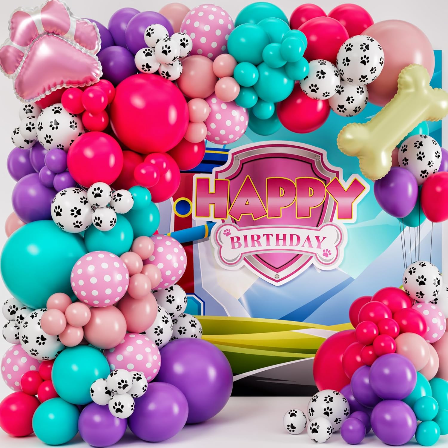 ALL-IN-1 Paw Balloon Garland Arch Kit with BONUS Bone & Paw Print Balloons – Pink Paw Balloons Girl for Paw Birthday Decorations Girl – Paw Party Supplies - Image 4