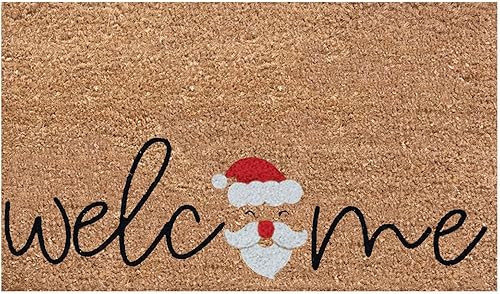 Tapete de Navidad para entrada interior, 23.6 x 15.7 pulgadas, duradero, con texto en inglés "Merry Christmas", tapete para puerta de garaje, Santa